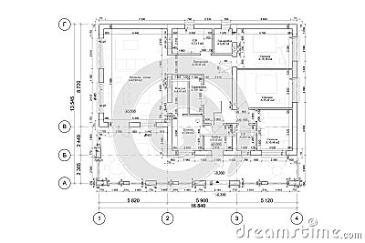 Detailed architectural private house floor plan, apartment layout, blueprint. Vector Vector Illustration